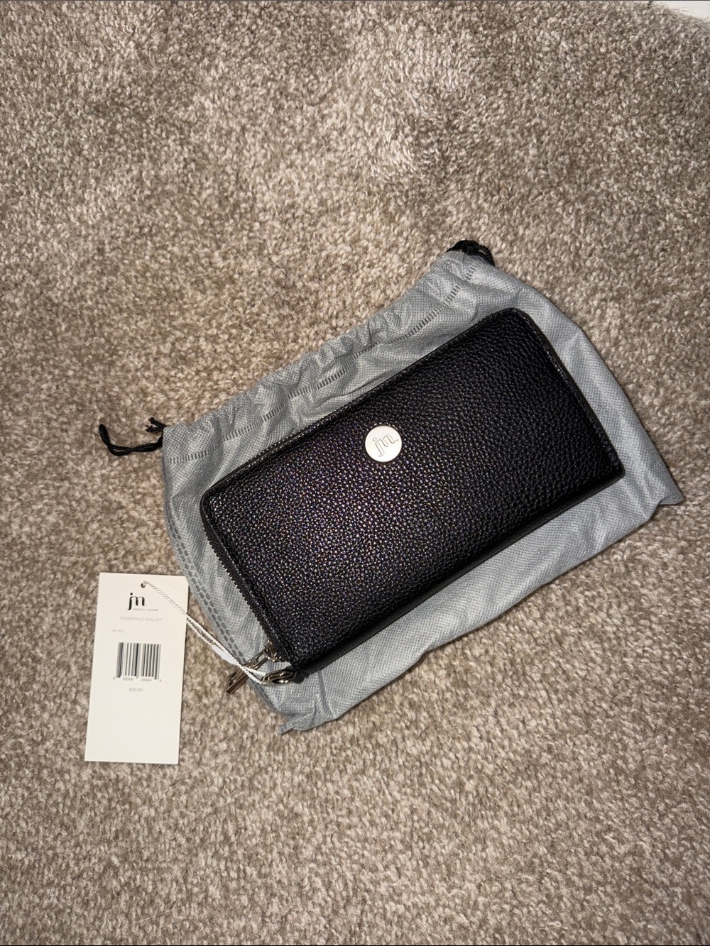 Black Pebbled Zip-Around Women's Wallet